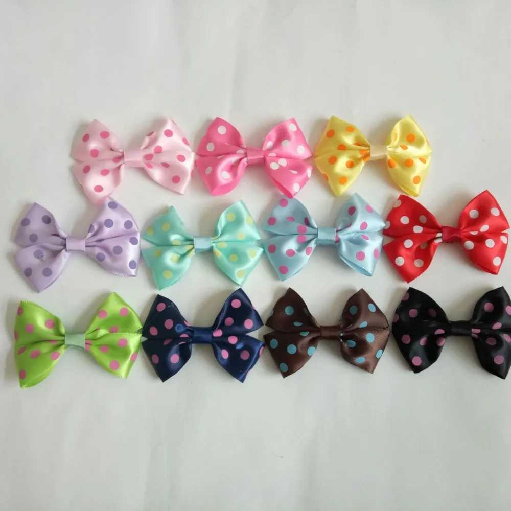 

1PCS print dot ribbon bows clothes Ornament Accessories for clip hair knot pins headwear headband hairband hairpins No hair clip