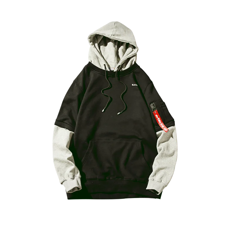 Hip Hop Hoodies Men Spring Sweatshirt Patchwork Long Sleeve Hooded