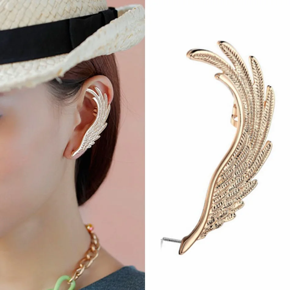 

Fashion Punk Rock Ear Cuff Female Angle Feather Earrings 2019 Brand Women Men Clip on Earring Hot Punk Rock Earcuff Men Ear Clip