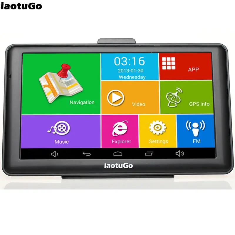 

iaotuGo Android GPS 7" Capacitive Truck Navigator Android 4.4.2 Quad Core 1.3GHz,8G,WIFI,AV-IN,Bluetooth Free Truck Map