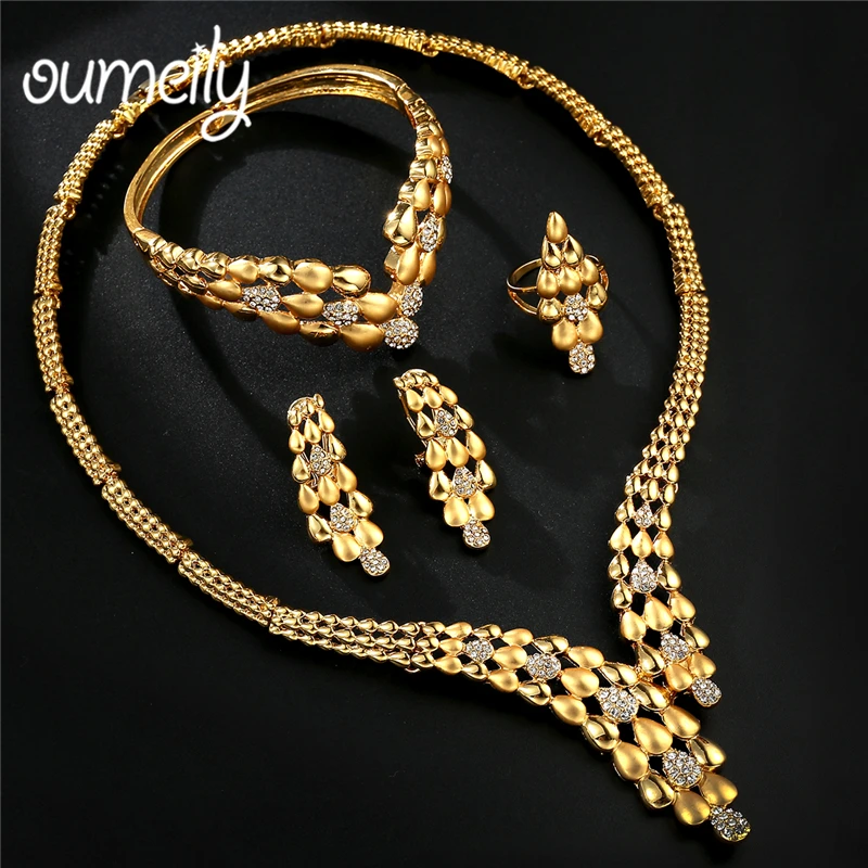 

OUMEILY Dubai Gold Color Jewelry Sets Nigerian Wedding African Beads Crystal Bridal Jewellery Set Rhinestone Ethiopian Jewelry