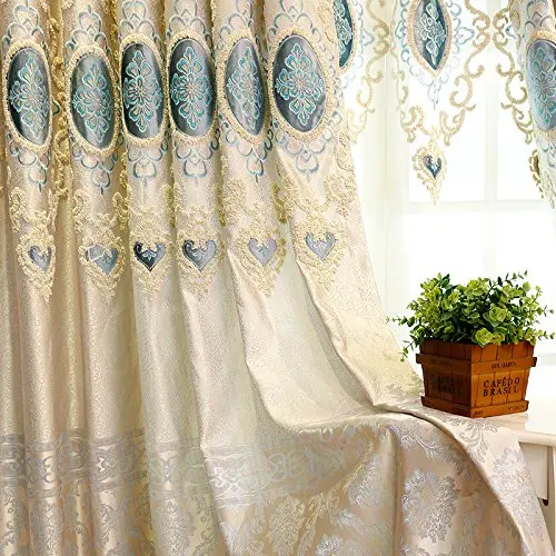 

WINLIFE Elegant Pure Handmade Embroidered Sheer Curtains Paisley Tulle Curtains For Windows