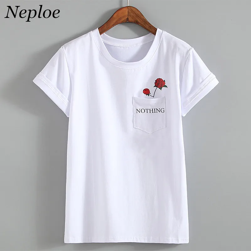 Women Red Roses T Shirts Nothing Letter Printed Tops Female Short