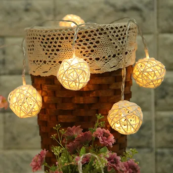 

Luminaria Led Rattan Balls Fairy String Decorative Lights Battery Operated Christmas Outdoor Patio Garland Wedding Decoration