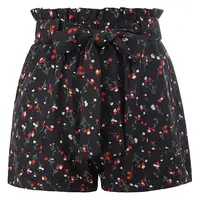 GK Женские шорты летние цветочные узоры повседневные эластичные Высокая талия с поясом украшенные шорты