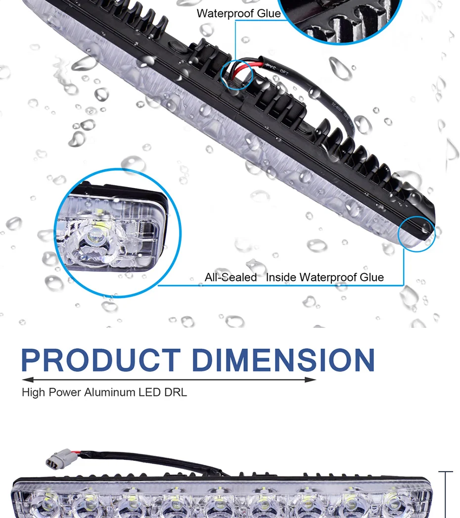 1 комплект DRL светодиодный светильник водонепроницаемый автомобильный высокомощный алюминиевый светодиодный дневные ходовые огни 12 в 9 светодиодный s автомобильный Дневной светильник Автомобильный светодиодный противотуманный светильник