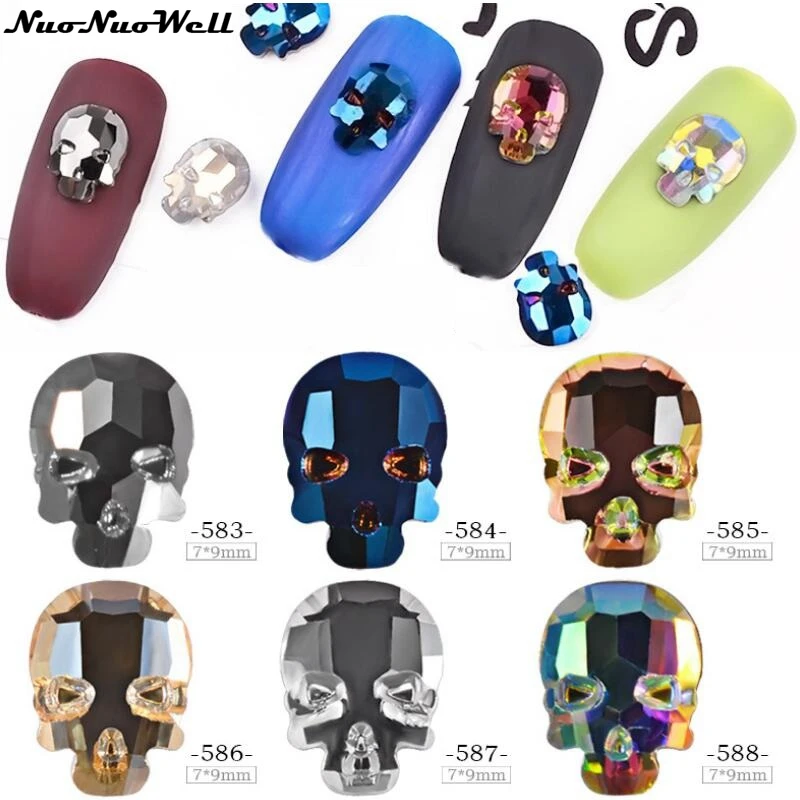 

6 Color Skeleton 7*9mm Crystal Glass Rhinestone For Nail Art Accessories Glitter Manicure Drill Decals Nail Decorations