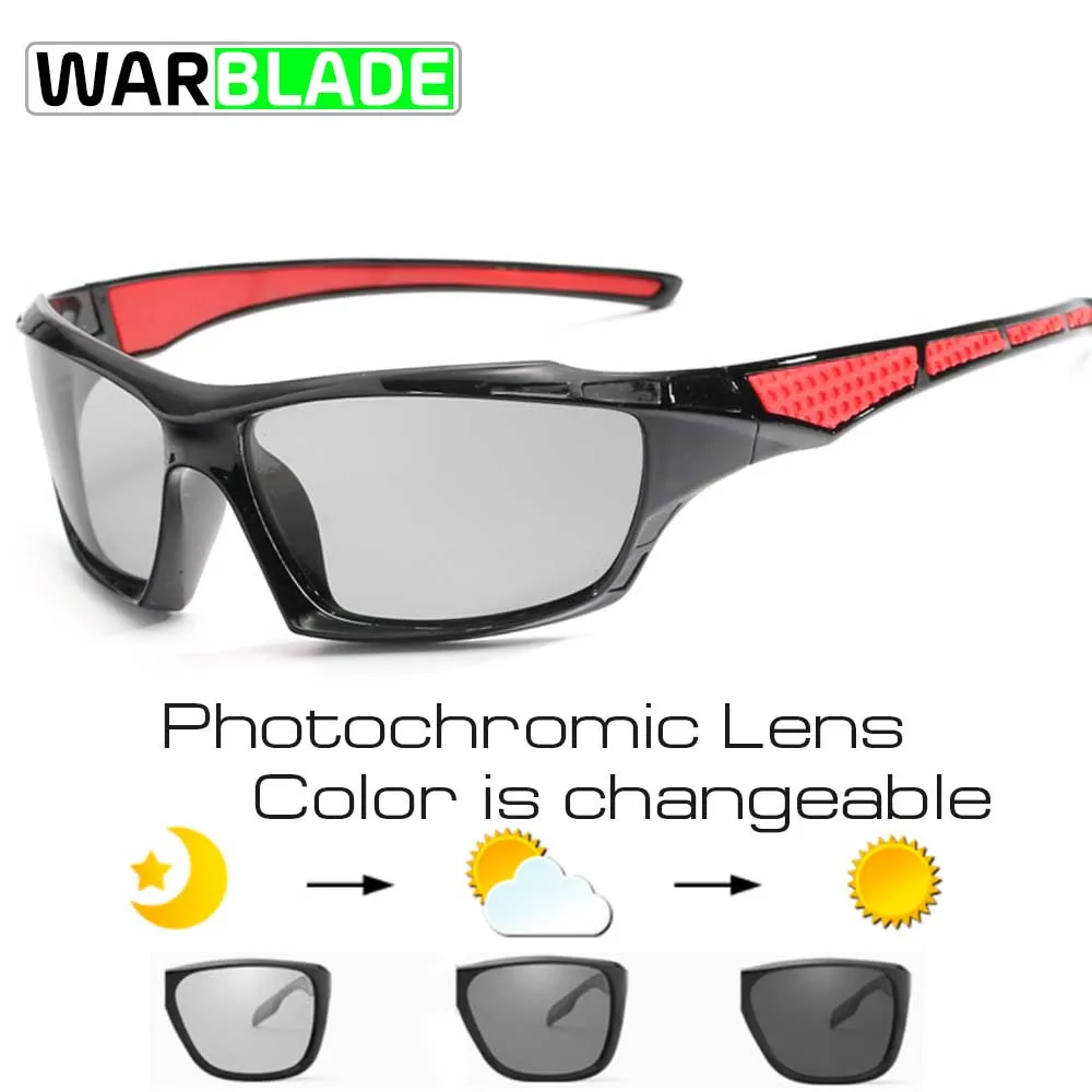 WarBLade, мужские фотохромные поляризованные солнцезащитные очки для езды на велосипеде, винтажные очки для мужчин и женщин с покрытием UV400 occhiali ciclismo - Цвет: B1019 red legs