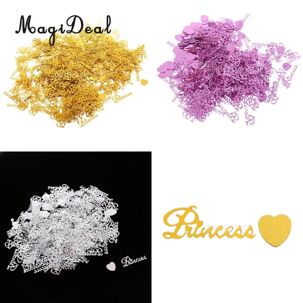 MagiDeal Lovely 1 Bag 15g Glitter PRINCESS Heart Confetti Foil Craft for Girls Birthday Hen Night Party Decor Gold/Silver/Purple