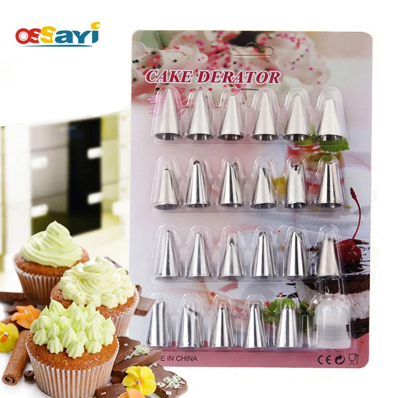 

24Pcs/set Stainless Steel Nozzles Pastry Tube Icing Piping Nozzles Bags Nozzles Adaptor Russian Kit Cake Cookies Dessert Decor