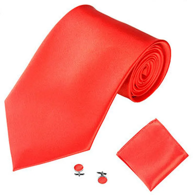 

Mens Ties Cufflinks Hanker Set 10cm Plain Neck tie For Wedding Business Pocket Square Neckties Handkerchiefs Groom Ties