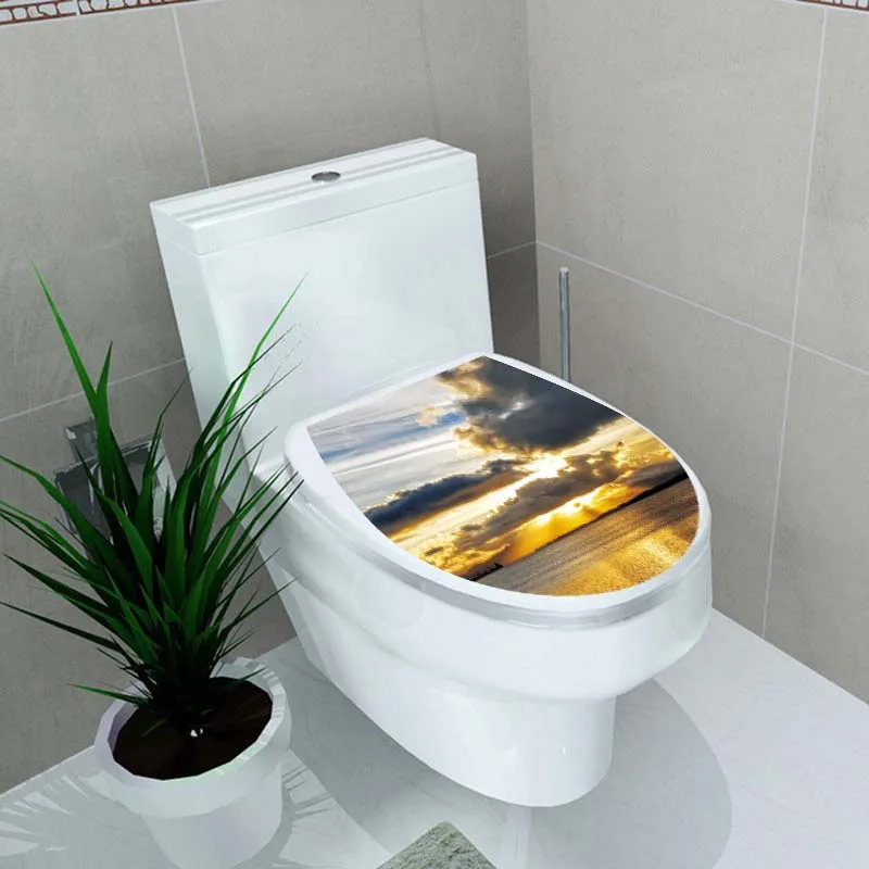 3D Scenery Homer Decor Creative Landscape Toilet Seat Stickers Vinyl Wall sticker Washroom Decals Waterproof Removable Wallpaper (4)