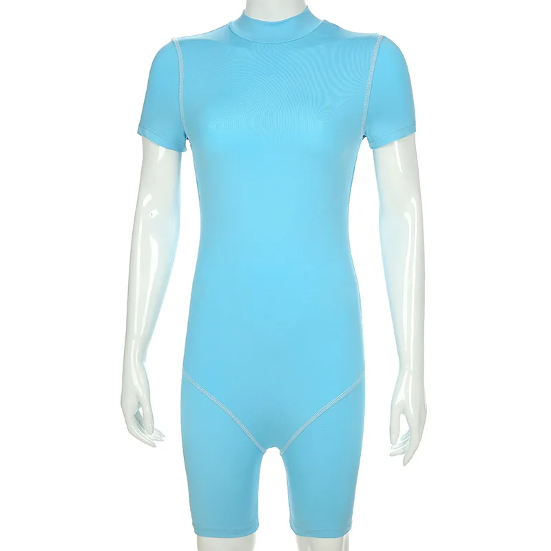 Simenual Casual Fitness Active Wear Biker Playsuit Workout Rompers Womens Jumpsuit Short Sleeve Push Up Playsuits Turquoise 2019 Simenual Casual Fitness Active Wear Biker Playsuit Workout Rompers Womens Jumpsuit Short Sleeve Push Up Playsuits Turquoise 2019