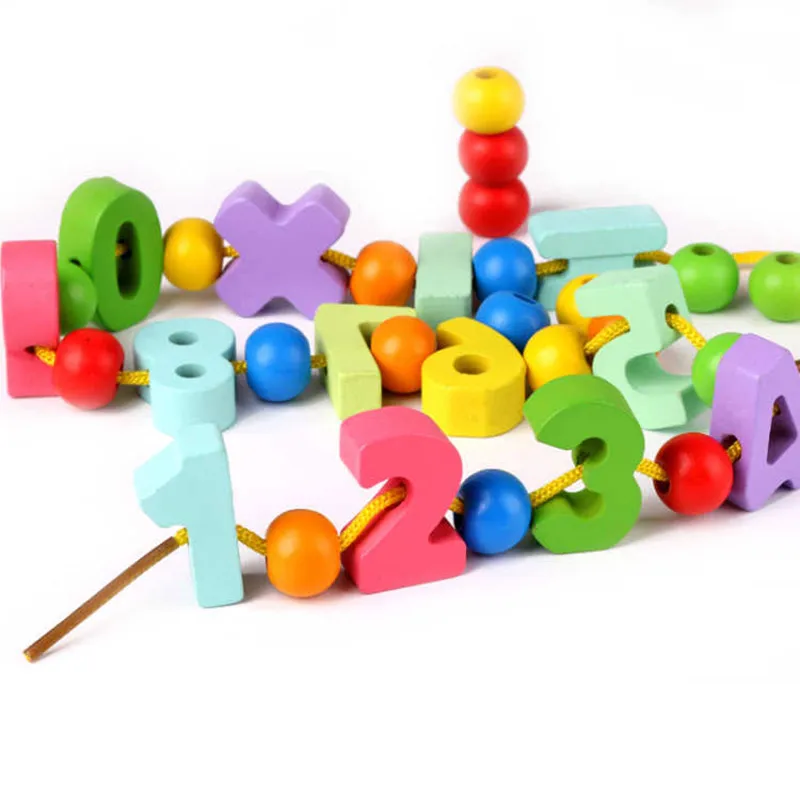 

33Pcs/ot Baby Wooden Digital Number Beads Toys Colorful Wood Beads Game Educational Toy for Baby Children jeu perle en bois