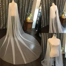 Женская новая свадебная накидка Свадебные накидки тюль белый цвета слоновой кости куртки длинный шлейф шаль плеча интимные аксе