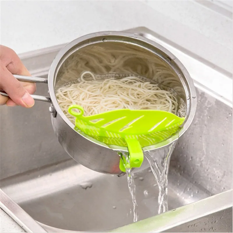 

Durable Clean Leaf Shape Draining Board Rice Wash Sieve Beans Peas Cleaning Gadget Colander Kitchen Clips Tools