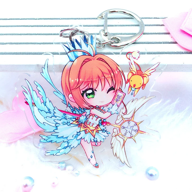 Аниме Cardcaptor Брелок Сакура каваи мультфильм брелки двухсторонний кулон