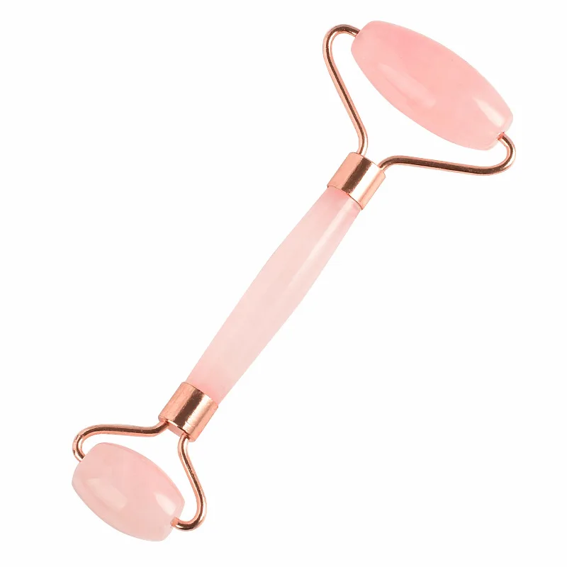 Rose Quartz Jade Roller for Face - 100% Natural Rose Quartz Stone Massager Anti Aging Facial Therapy