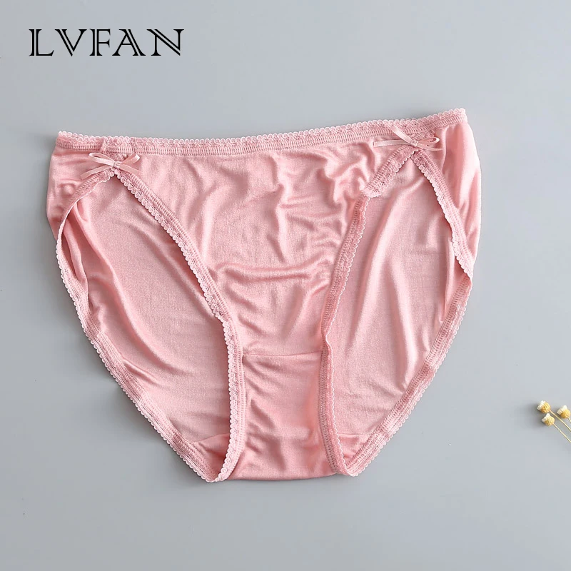 Women Nature Silk 11 Colors Solid Lace Sexy Bow Underwear Pink Young