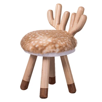 

Solid Wood Children's Small Bench Cute Cartoon Mini Deer Home Xie Na Meng Meng Yao With Baby Chair Stool