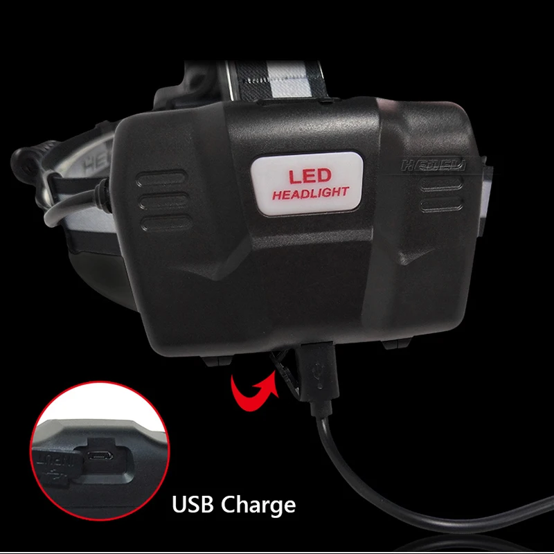 Micro USB Головной фонарь повышенной яркости Мобильная электрическая фара 18650