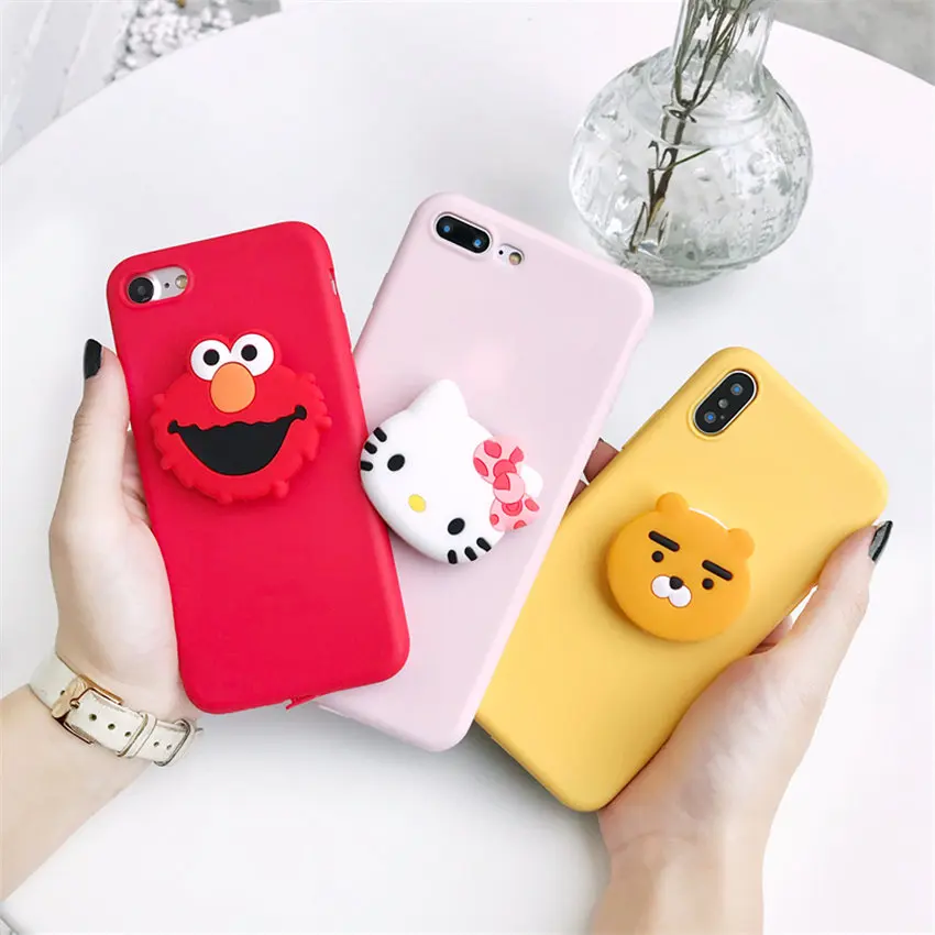 

3D Cute For Samsung Galaxy S7 Edge S8 S9 Plus Note 8 9 Case ELMO MyMelody Holder Ring Cartoon Case For Samsung S9 S8 Plus Cover