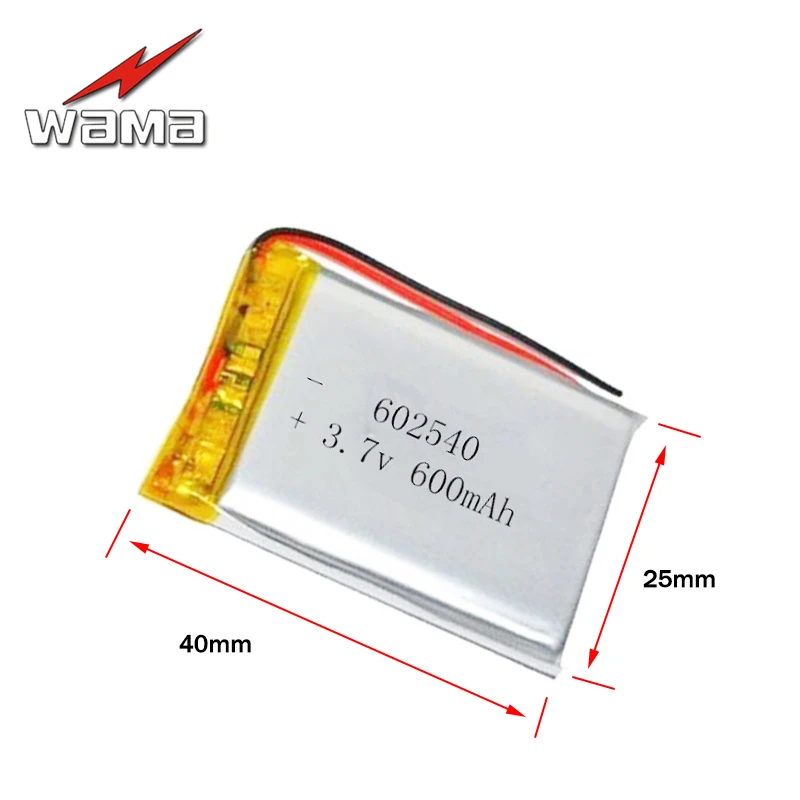

WAMA 602540 600mAh 3.7V Rechargeable Batteries Replace for Remote Control Aircraft Games Toys Drop Ship