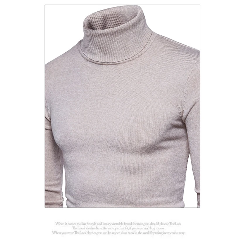 2019 Новинка зимы Для мужчин свитер полиэстер однотонная водолазка тонкий теплый длинный рукав пуловеры Повседневное стандартного среднего