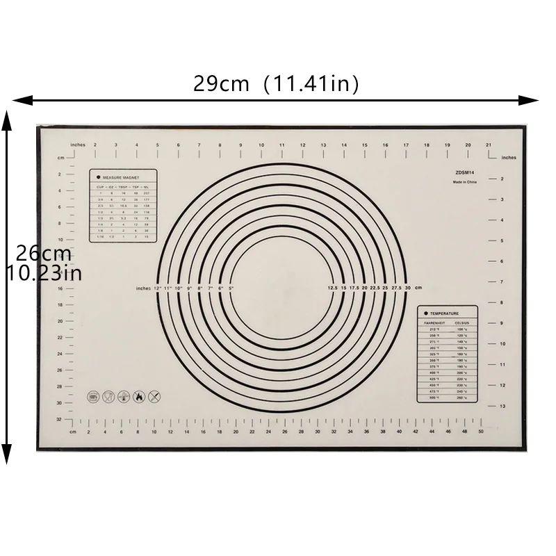 29x26 см силиконовый коврик для выпечки утолщение муки прокатки весы коврик для разминания теста коврик для выпечки Кондитерские Циновка для роллов жаропрочный вкладыш - Цвет: 26x29cm