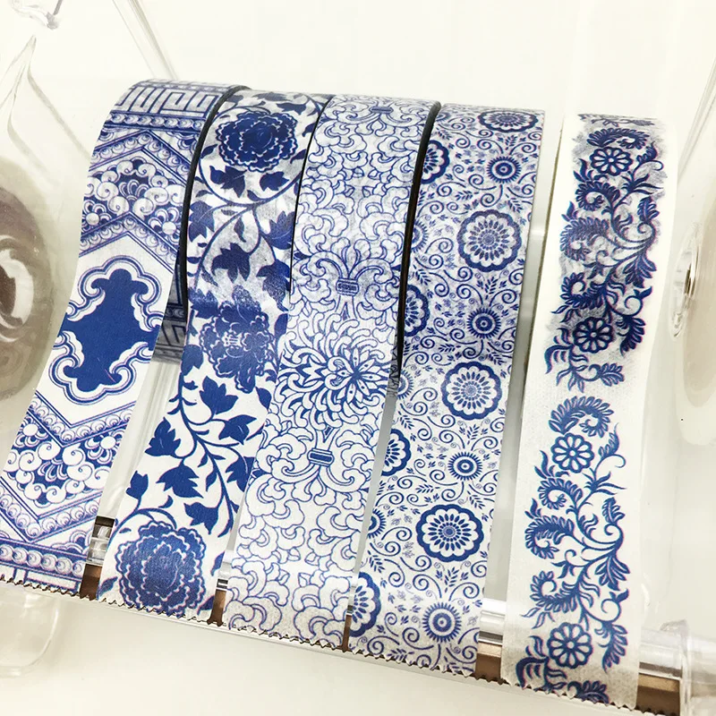 19 видов конструкций синий и белый китайский фарфоровый узор японский Васи декоративный клей DIY маскирующая бумага лента этикетка наклейка подарок