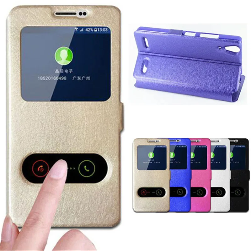 

For Lenovo A6010 Case Flip Quick View Window Stand Phone Cases For Lenovo A6000 Case PU Leather A6010 Case Cover PC Back