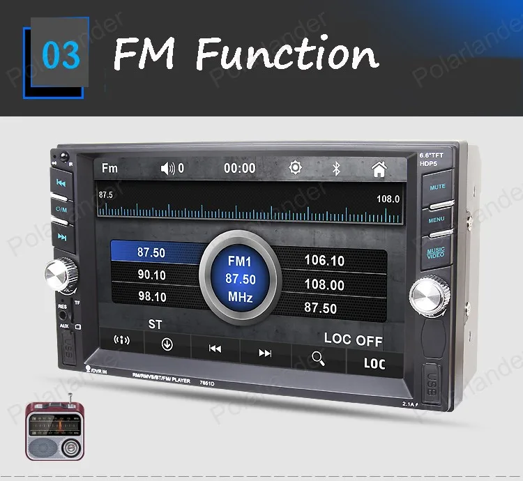 Авторадио 6,6 дюймов 2 Din MP5 плеер с сенсорным экраном для автомобиля FM Радио Стерео Bluetooth 2 USB порта FM радио кассетный плеер Авто ленты