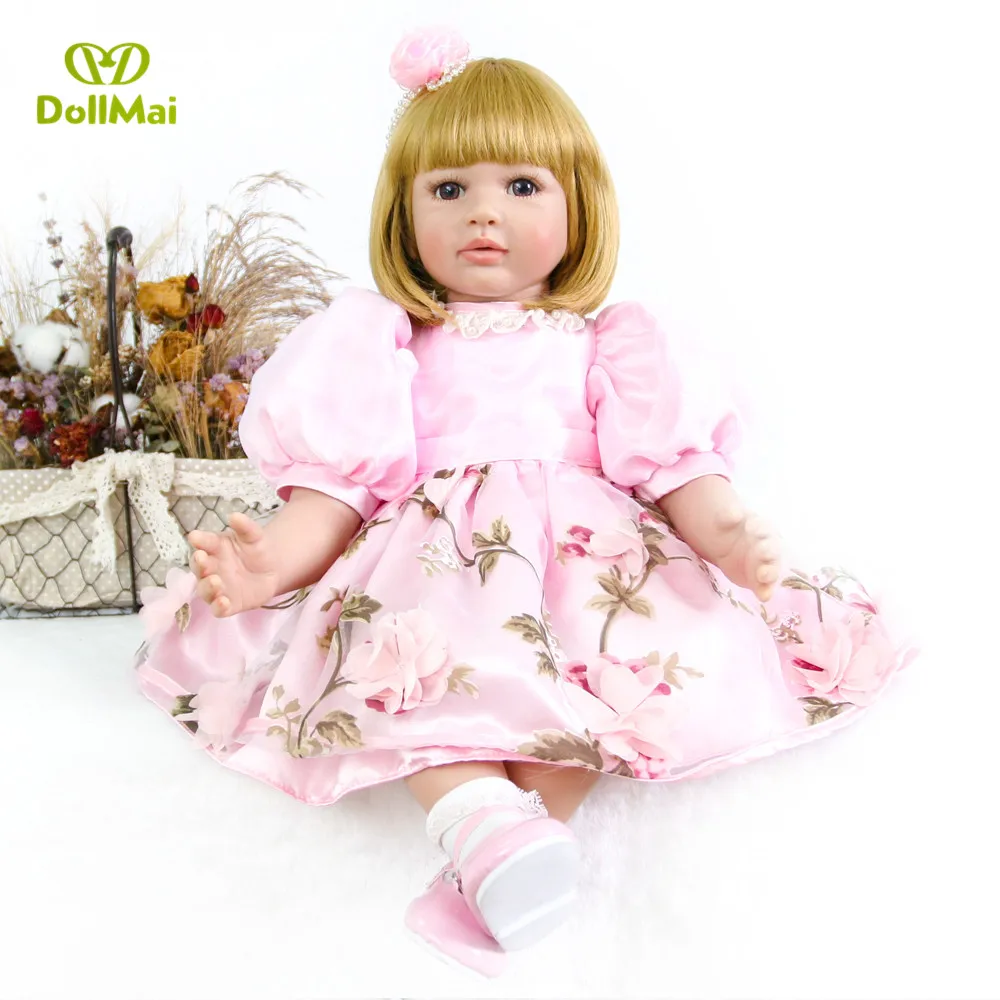 

Silicone Reborn Baby Doll Toys 60cm Princess Toddler Babies Like Alive Bebe Girls reborn Brinquedos child doll gift