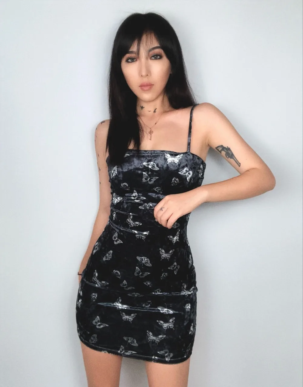 black velvet butterfly dress