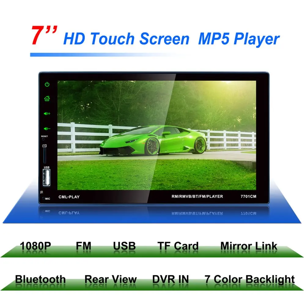 

7701 HD Digital 7 Inch Touch Screen Car Multimedia Player Support Mobile Phone Interconnection Bluetooth Hands-free Call