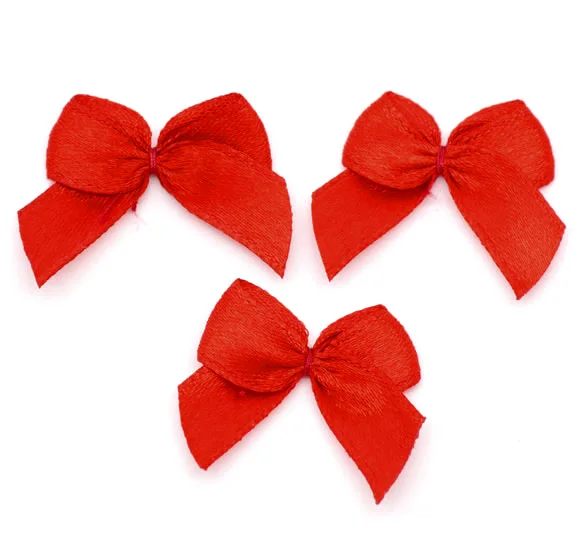 

200PCs Red Satin Ribbon Bowknot Wedding Scrapbooking Embellishment Crafts 25x20mm