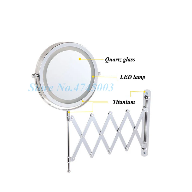 Зеркало для ванной комнаты светодиодный косметическое зеркало 1X/2X увеличение регулируемый настенный макияж зеркало двойной удлиняющий кронштейн 2-лицевая сторона Ванная комната зеркала