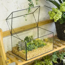 Современный Стеклянный геометрический Террариум в форме дома настольное суккулентное растение Террариум коробка бонсай цветочный горшок DIY плантатор