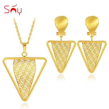 

Sunny Jewelry Trendy Triangle Jewelry Sets For Women Necklace Earrings Pendant Jewelry Sets For Party Wedding Engagement Jewelry