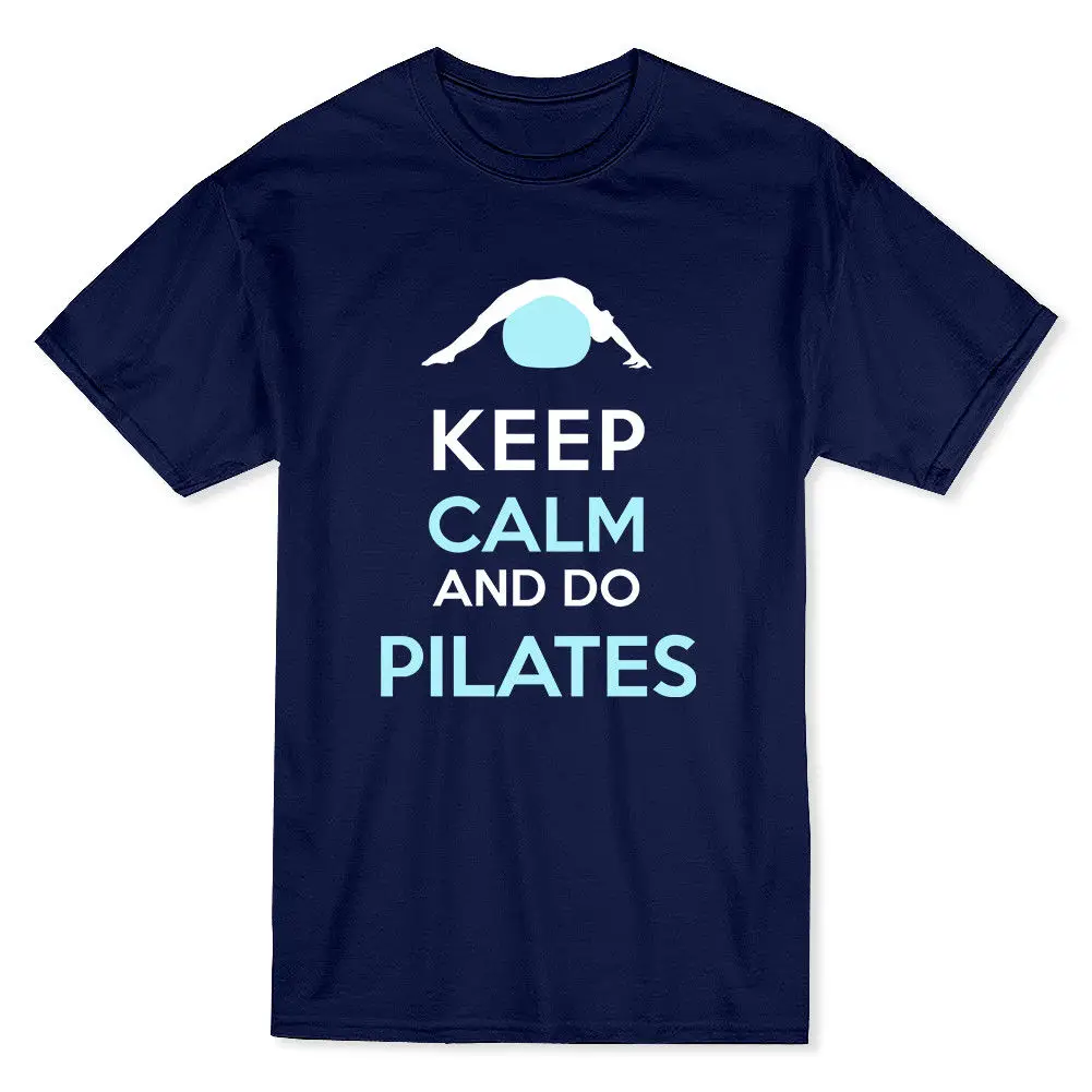 Keep Calm and Do Pilates Men's Royal Blue T-shirt Sleeve T Shirt Summer Men Tee Tops Clothing Print T Shirt Man Short