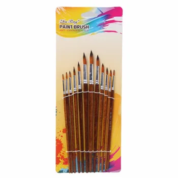

12Pcs Artists Paint Brush Set Nylon Hair Acrylic Watercolor Round Pointed Tip JAN18