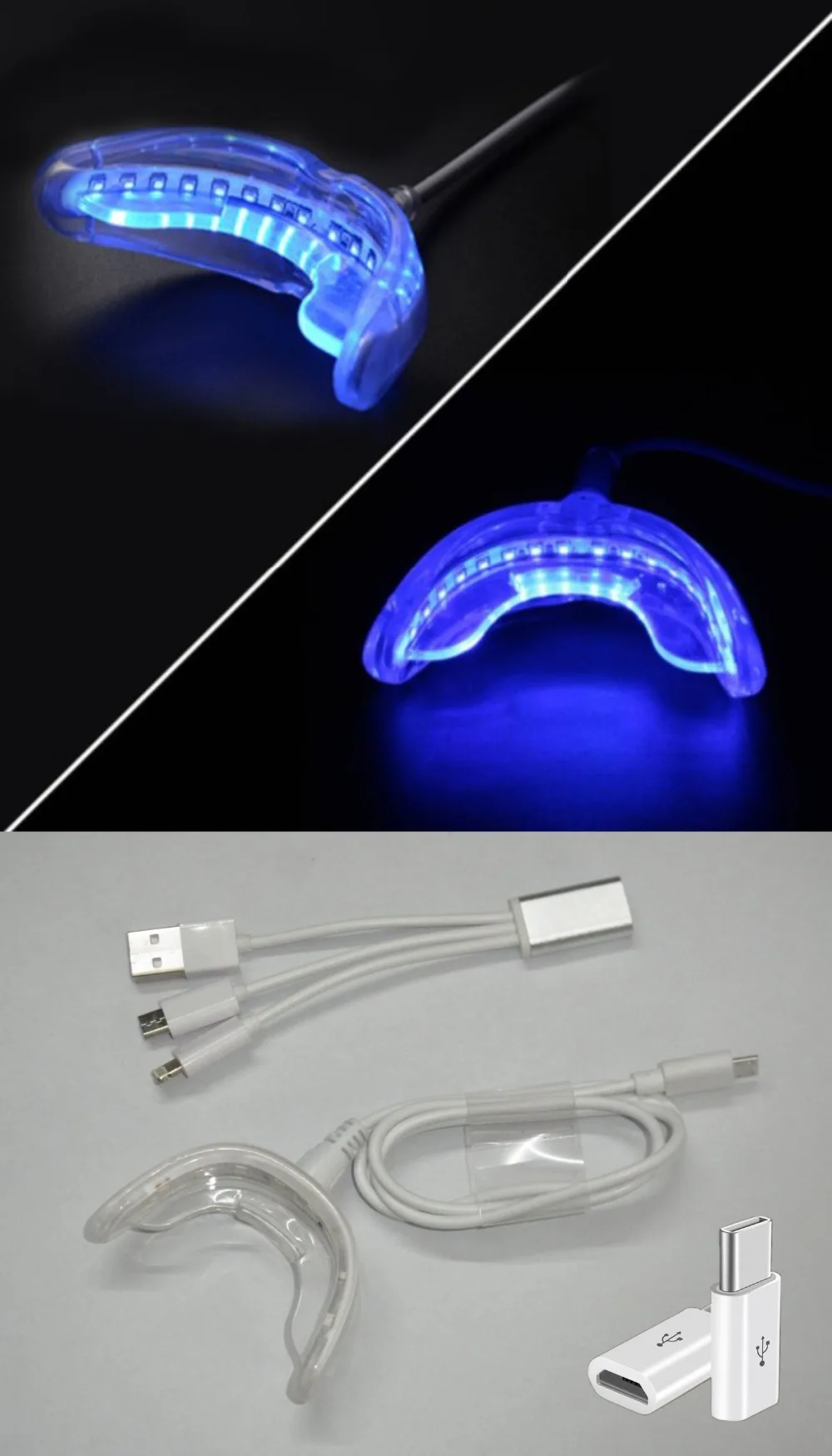 Портативный Умный холодный синий свет светодиодный устройство отбеливания зубов комплект для отбеливания зубов 4 usb порта для Android IOS ручка для отбеливания зубов