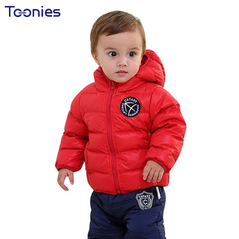 Jackets for Baby 2018 Winter Infants Down Coats Christmas Warm Jacket Solid Clothes Hooded Toddler Parkas Newborn Coats 1-2 Yrs