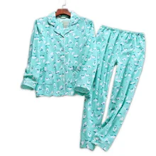 Весенне-осенние женские пижамы из хлопка с милыми рисунками из мультфильмов, пижамные комплекты с полярным медведем из матового хлопка, женская одежда для сна, pijamas mujer