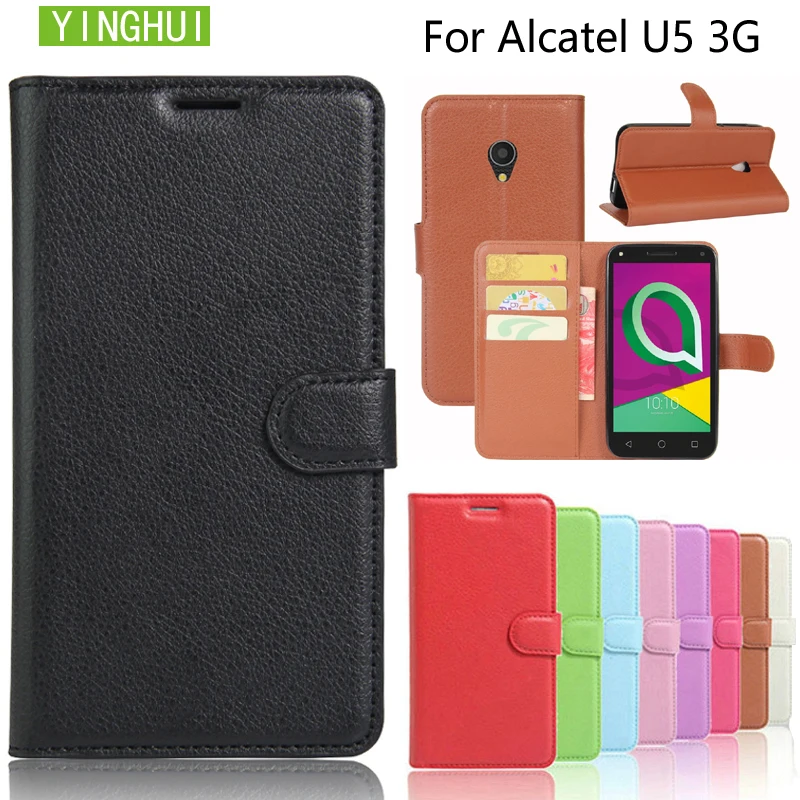 Чехол для телефона с откидной крышкой кошелек кожаный мешок кожи для Alcatel U5 3g 4047D 4047 4047Y откидной кожаный чехол; защитный чехол для телефона