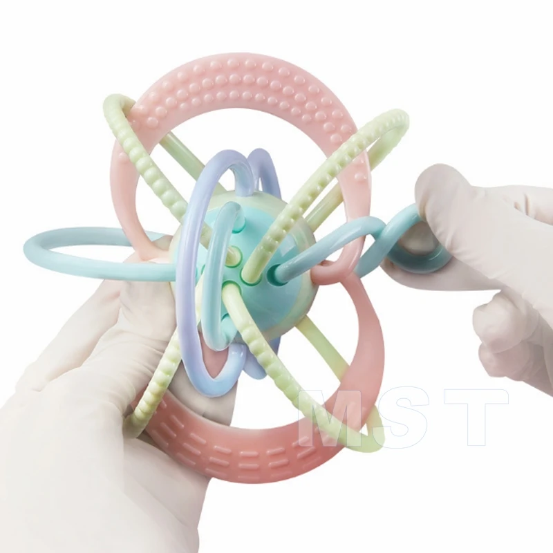Детские шар-погремушка игрушки силиконовые прорезыватель новорожденных музыка колокольчик Младенческая мягкие Погремушки Развивающие детские игрушки 0-12 месяцев
