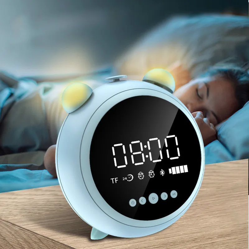 

Alarm Clock HD Mirror With Night Light Fm Radio Wireless Bluetooth Speaker Support AUX Tf Player Kids Clocks LED Digital