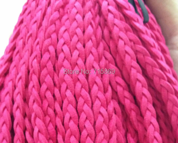 

Бесплатная доставка, 100 метров, 6 мм * 1,5 мм, плоская, мягкая, ярко-розовая, плетеная, Корея, искусственная кожа