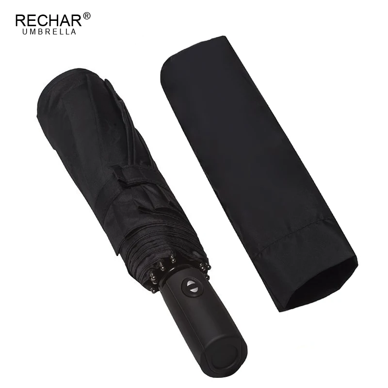 

New 125cm Fully-automatic Top Quality Umbrella Men Rain Woman Double Layer Windproof Large 3 Folding Big Umbrella Outdoor