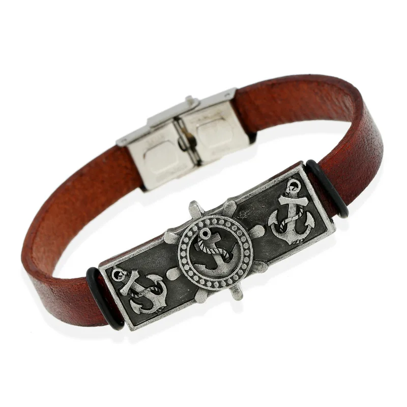 2019 New Anchor Leather Bracelets Stainless Steel Buckles Bracelet | Украшения и аксессуары